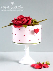 Hearts and Rose Valentine's Cake