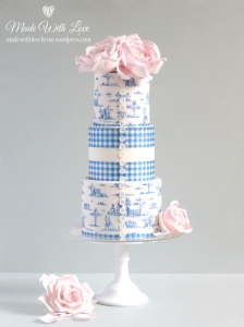 Toile de Jouy and Gingham Cake
